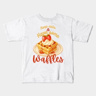 Waffle Illustration - Keep Calm and have some waffles Kids T-Shirt